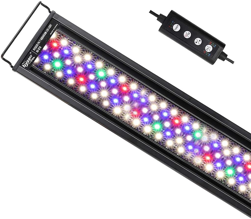 Hygger Aquarium Light 14W Clear LED Tropical Fish Light for Aquariums 7 Colors LED Adjustable Newly Developed Daylight and Moonlight Modes IP68