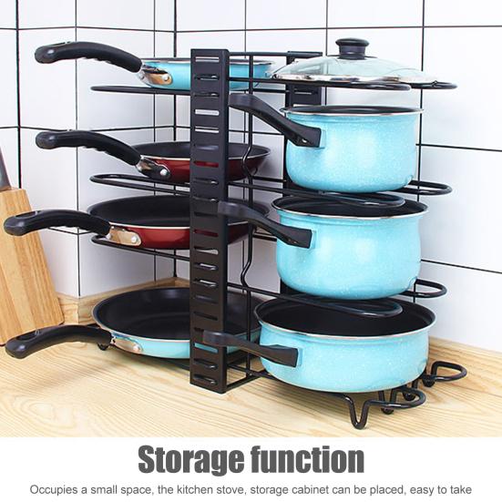 1 Set Pot Storage Shelf Retractable Strong Bearing Capacity Iron Extensible Divided Movable Pan