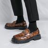 Men Loafer Dress Elevator Shoes Height Increase Brown Leather Thick Sole Platform Shoes Plus Size