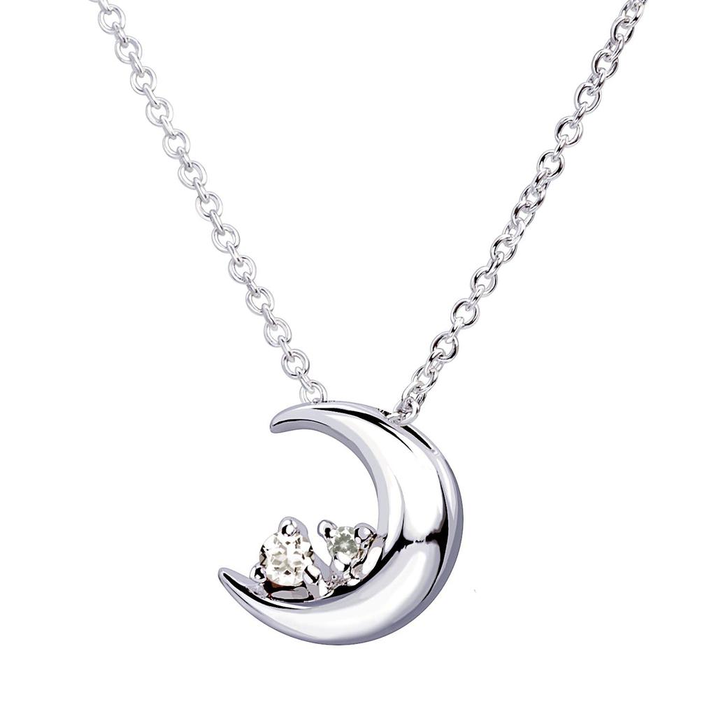 Ожерелье в виде полумесяца с натуральным бриллиантом x бриллиантом, рожденным в апреле, серебряный коричневый плюшевый мишка [Sears] для женщин e-1625-tdt-01-b04