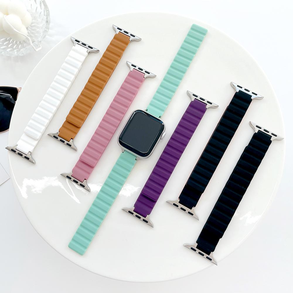 Akim Apple Watch 11 10 Ultra 3 9 8 7 Se 2-го Поколения 6 5 4 Тонкий Нео Магнитный Силиконовый Ремешок