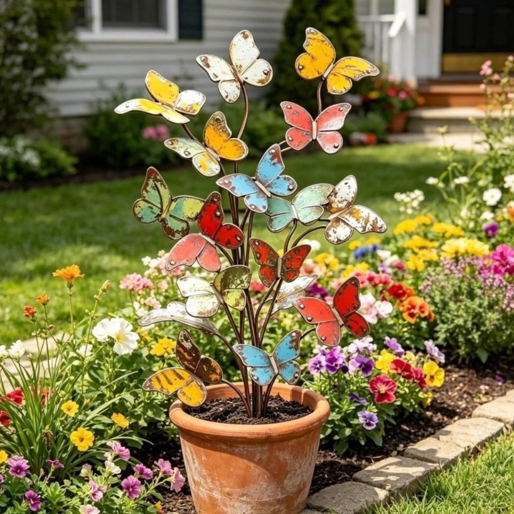 2D Flat Butterfly Yard Stake Decorative Decorative Yard Sign Garden Decoration