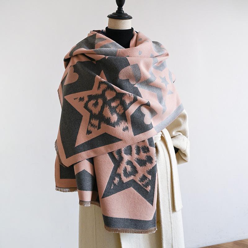 Five-Pointed Star Printing Fresh And Versatile Atmosphere Women'S Imitation Cashmere Warm Scarf Style Fashion Shawl