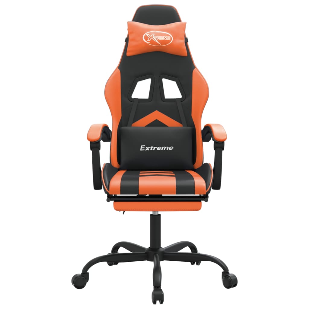 Gaming Chair with Footrest Black and Orange Artificial Leather