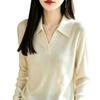 Women S Cotton Polo Neck Long Sleeve Knit Sweater
