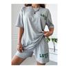 Women's Gray Love Yourself Printed Oversize Shorts Set