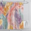 3D Feather Shower Curtain Set Colorful Printed Design Fabric Bathroom Decoration Waterproof Washable Shower Curtain with Hooks
