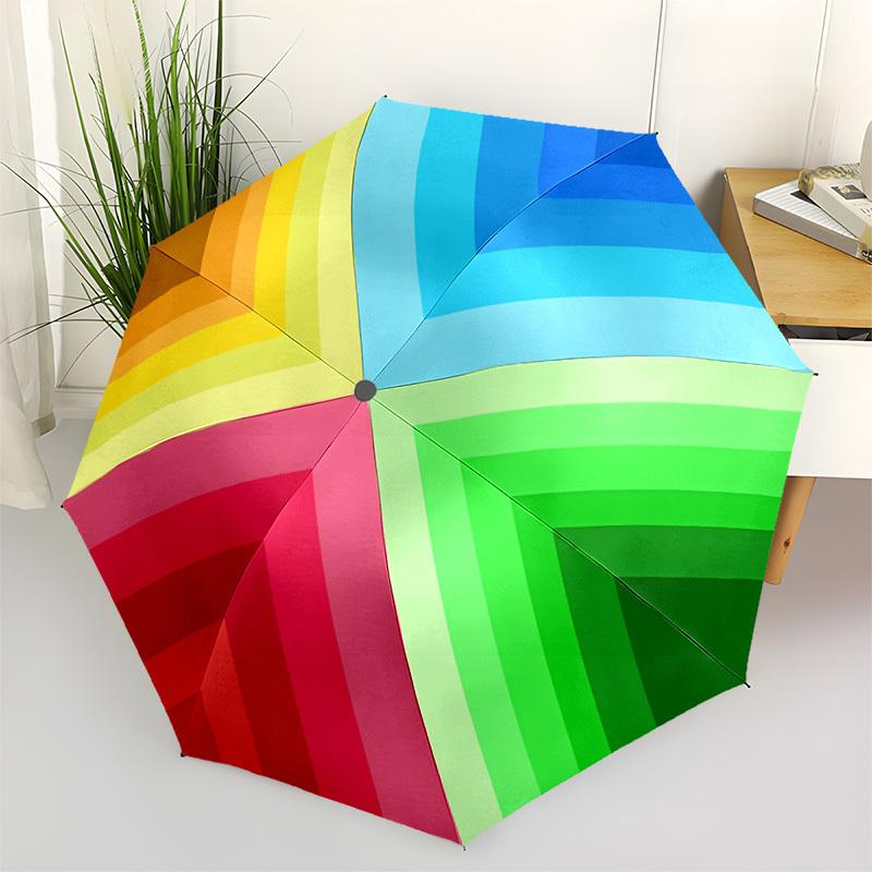 1pc Colorful Chevron Pattern Automatic Opening and Closing Folding Umbrella with 8 Iron Ribs - Portable, Foldable for Travel yy251124145