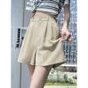 Милый Студенческий Маленький С высокой талией Ледяной шелк Лен А-силуэта Свободные Льняные Широкие Повседневные Шорты-кюлоты Брюки Ямамото