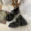 Women Shoes Girl Punk Shoes Rivet Design Loafers PU Leather Mary Janes Cool Retro Chunky Platform Shoe Colleges High Heels 35-40