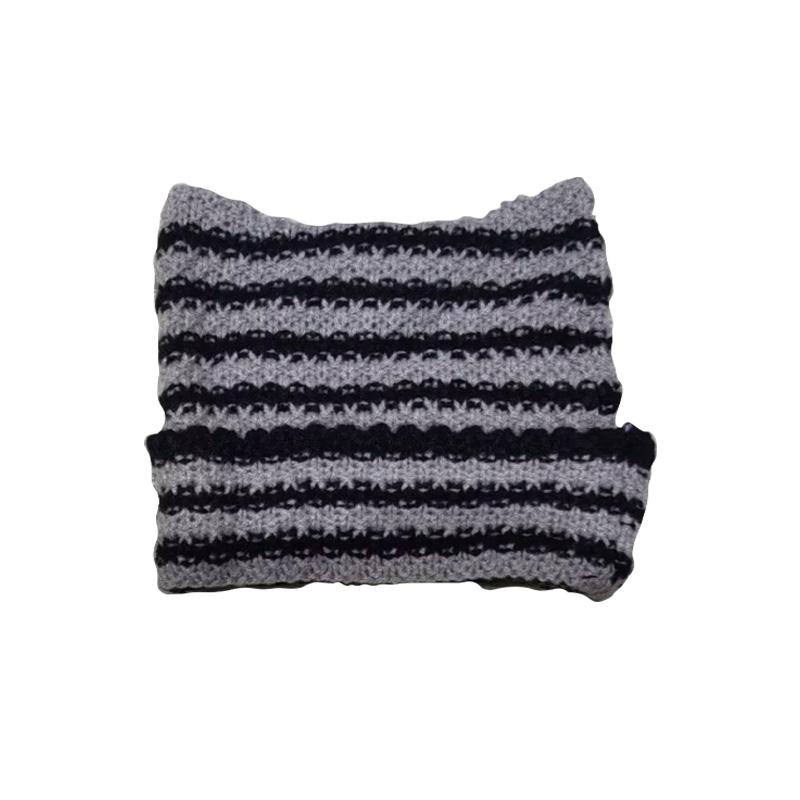 Новая японская уличная одежда Harajuku Beanie Little Devil полосатая вязаная шапка для женщин и девочек осень-зима милая шапка с кошачьими ушками