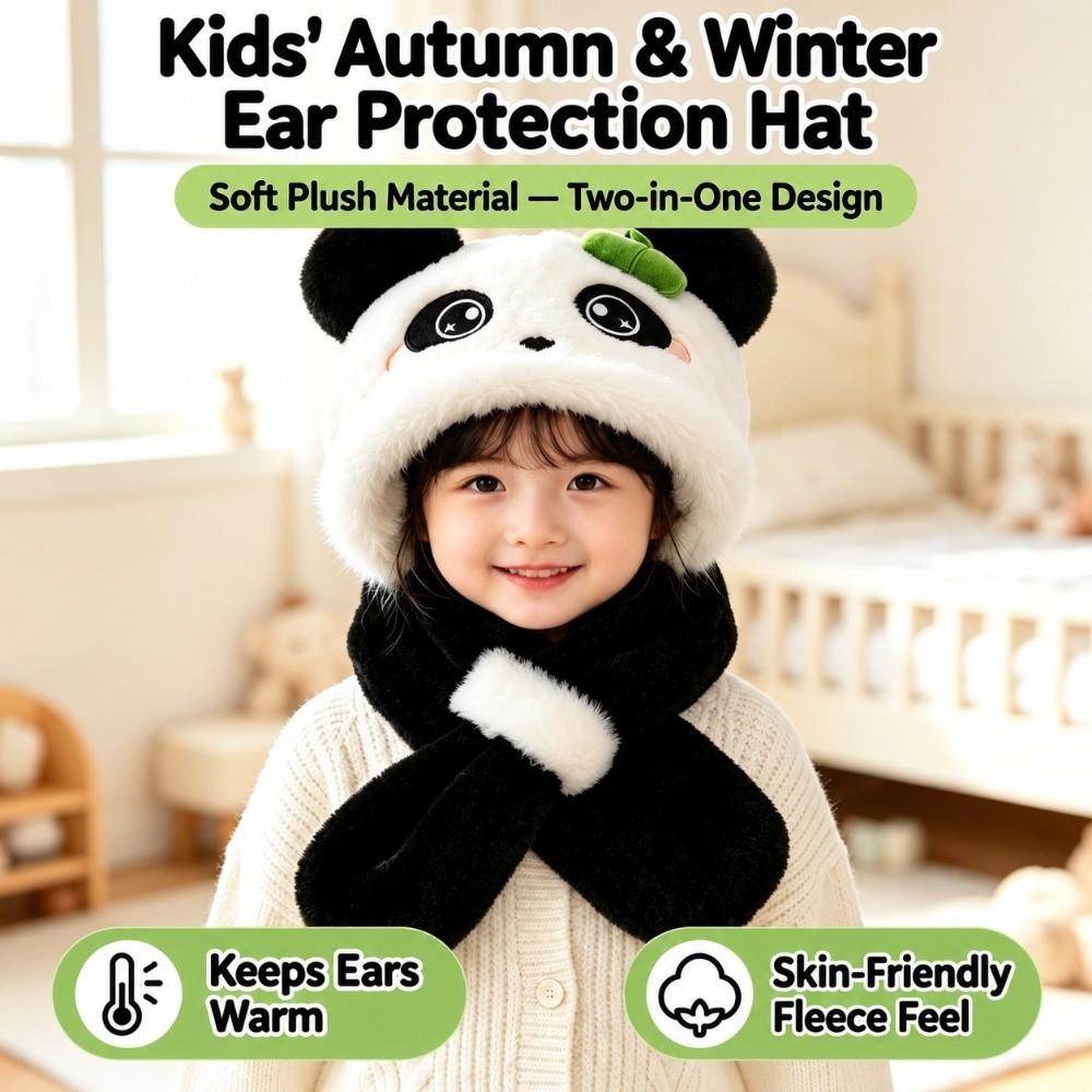 Windproof Kids Hat Scarf Set Soft Plush Earflap Hat Durable Winter Neck Warmer Boys Girls