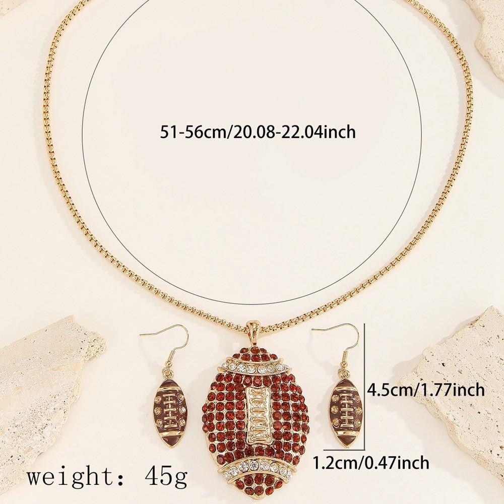 Set Jewelry Sports With Rhinestone Rugby Pendant And Earrings For Daily Wear And Gifting