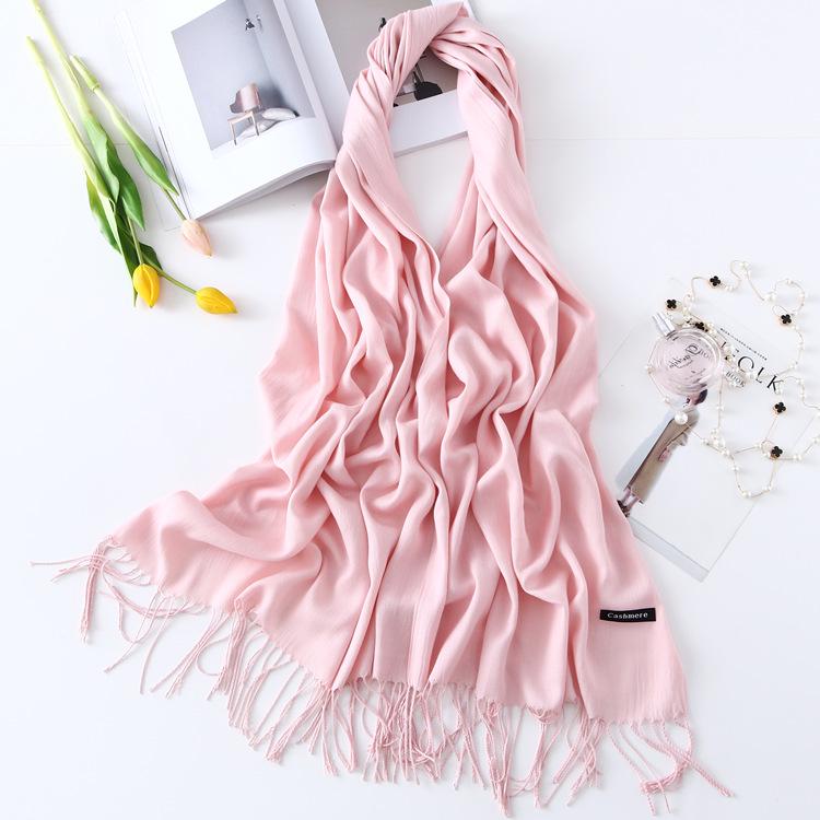 2024 Autumn And Winter New Solid Color Extended Thin Imitation Cashmere Scarf Versatile Warm Neck Protection Scarf Shawl For Women