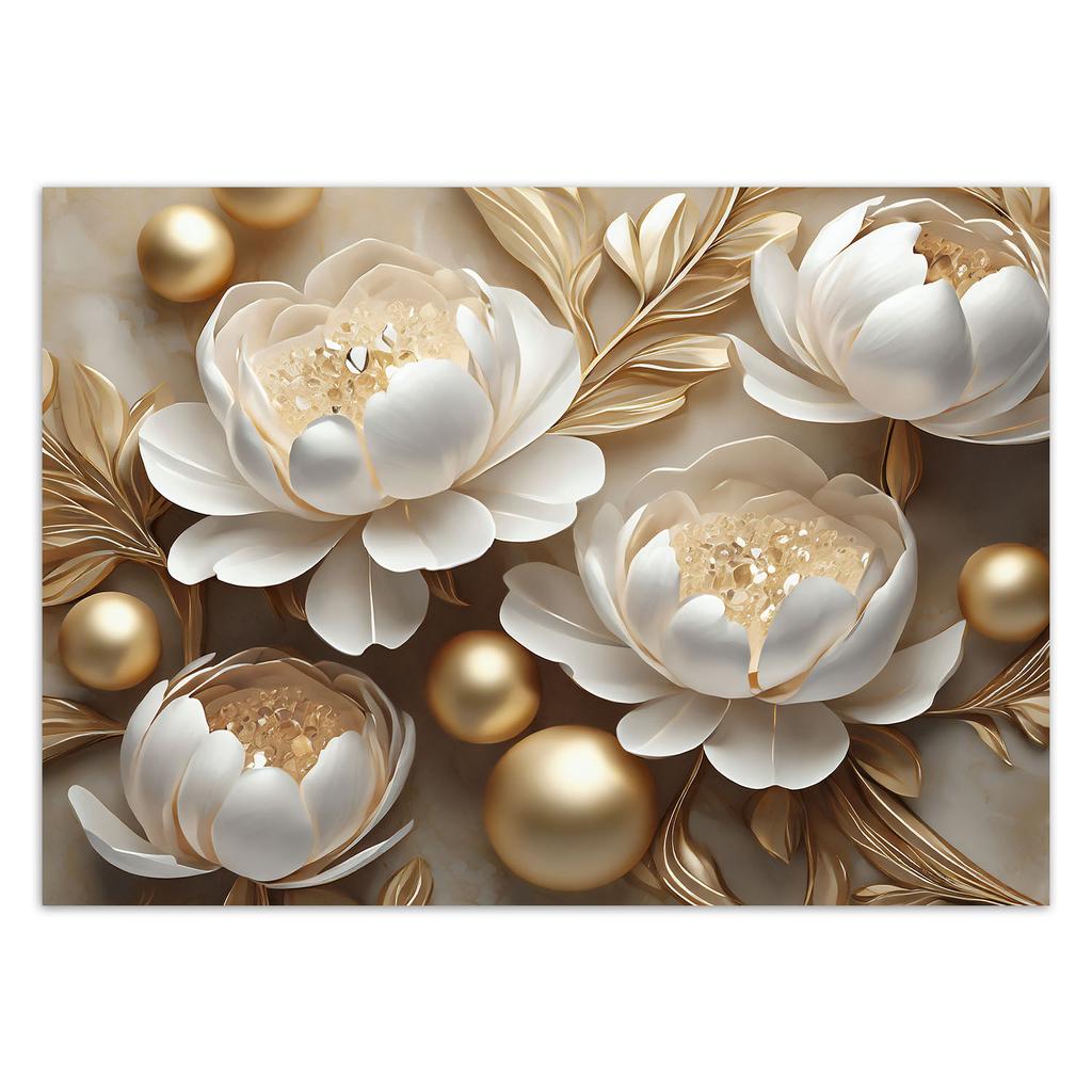 Wallpaper Gold Glamour Flowers 3D