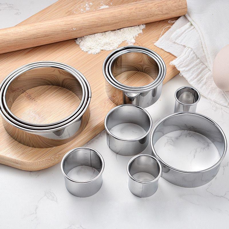 5pcs Round Biscuit Mold Steel Dumpling Skin Cutting Mould DIY Cake Pastry Baking Cutting Maker Tools Food Prep Area Gadgets