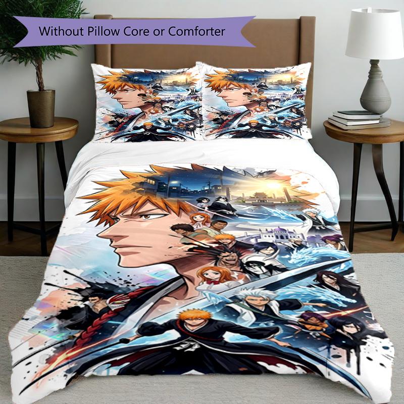 3pcs Duvet Cover Set (1*Duvet Cover + 2*Pillowcase, Without Core), BLEACH Print Bedding Set, Bedroom Decor, All‑Season, Birthday Gift
