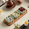 Китайский керамический поднос для сухофруктов с несколькими отделениями, нежные закуски для домашнего использования, деревянный поднос