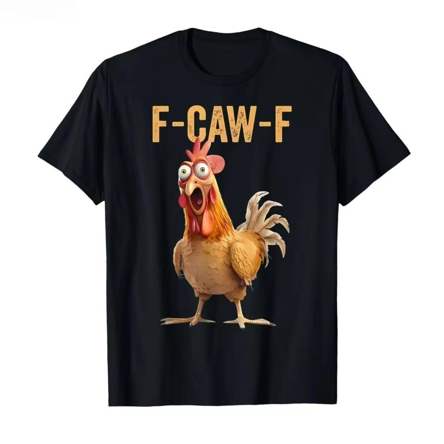 Funny F Caw F Chicken FCAWF Chicken TShirt Men Funny  Tee Shirt Crew Neck Short Sleeve T Shirts Gift Idea Clothes