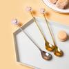 Mixing Spoon 304 Stainless Steel Spoon Home Dessert Spoon Drift Cherry Blossom Spoon Long Handle Spoon