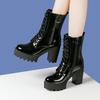 8см 10см Элегантные ботинки на массивной платформе Женские ботинки из натуральной кожи 2025 Зимние ботильоны на блочном высоком каблуке Меховые ботильоны Мотоциклетные ботинки