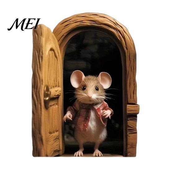 DIY Home Wall Accents Christmas Cute Mouse Break?Through Decals, 3D Hole Self?Adhesive Self Adhesive Decals Stickers, Decor for Living Room