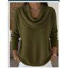 2026 Womens Solid Color Long Sleeve Knit Sweater Loose Fit U-Neck Casual Pullover