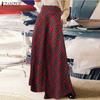 Vintage Fashion Plaid Skirts Women Loose Casual High Waist A-line Long Skirts