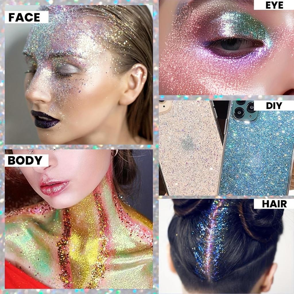 Серебристый глиттер-стик, Макияж для рождественской вечеринки и рейва, Стойкий, Легко снимается, Идеально подходит для лица, волос и тела - 16 г