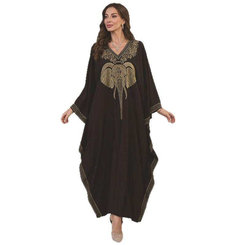 2025 European & American Cotton Embroidered Beach Cover-up Robe Style Dress