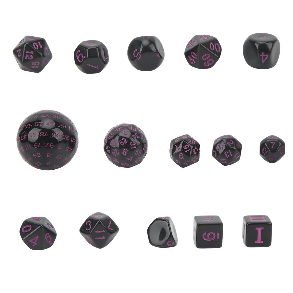 15Pcs Polyhedral Dice Set Acrylic D3 To D100 Table Gaming Dices for Role Playing Table Games Party