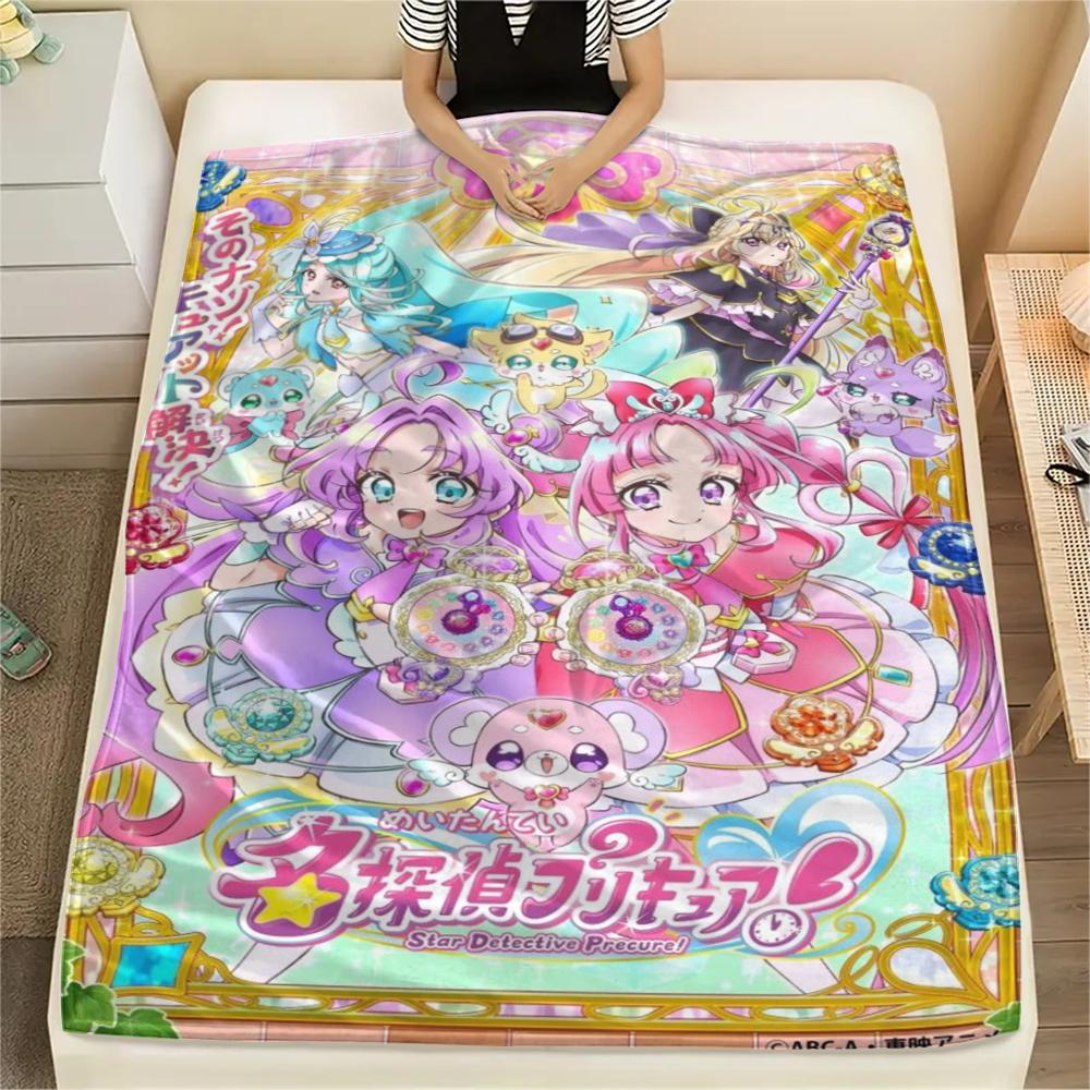 1PC Pretty Cure Print Flannel Blanket, High quality Comfortable for All Seasons, Home Decor, Warmth and Comfort, Perfect for Christmas Gifts