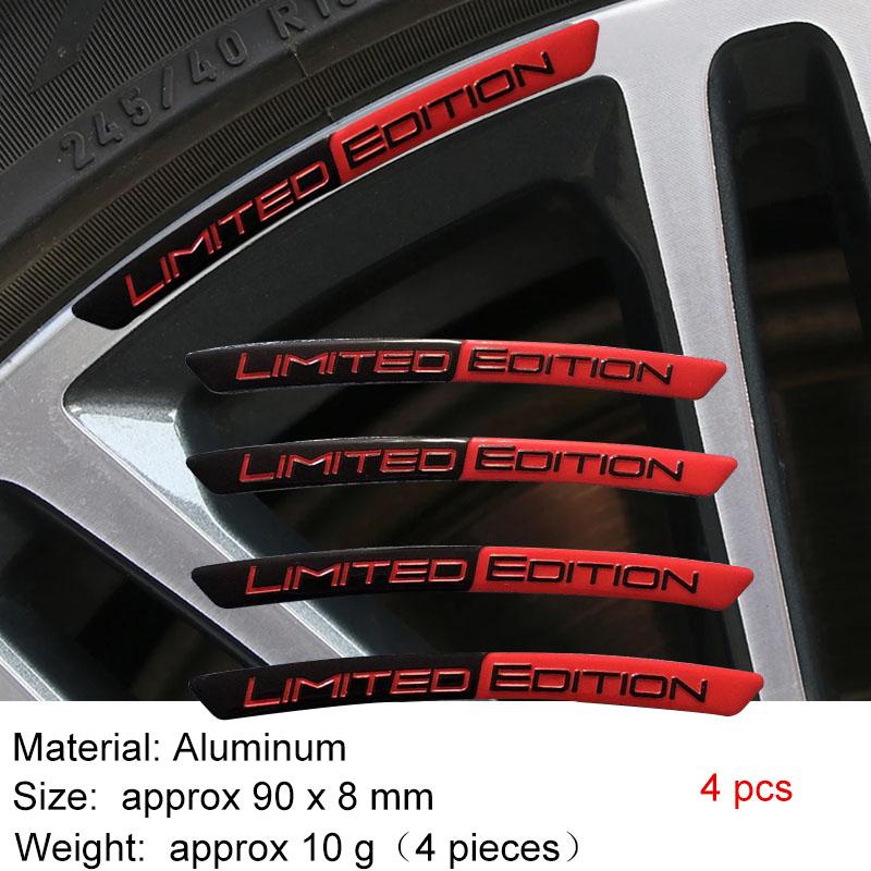 4x Алюминиевая ЭМБЛЕМА ОГРАНИЧЕННОЙ СЕРИИ Наклейки на ступицы автомобильных колес Декаль Декоративные полосы для обода шины Автомобильные универсальные аксессуары для экстерьера