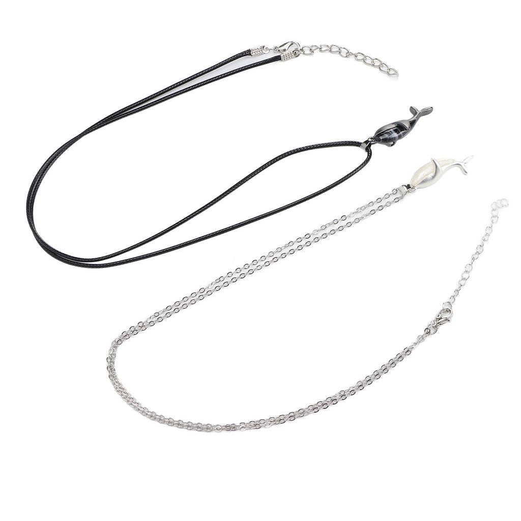 2pcs Couple Necklace Alloy Exquisite Cute Whale Shaped Pendant Magnet Necklace Jewelry Accessory Gift