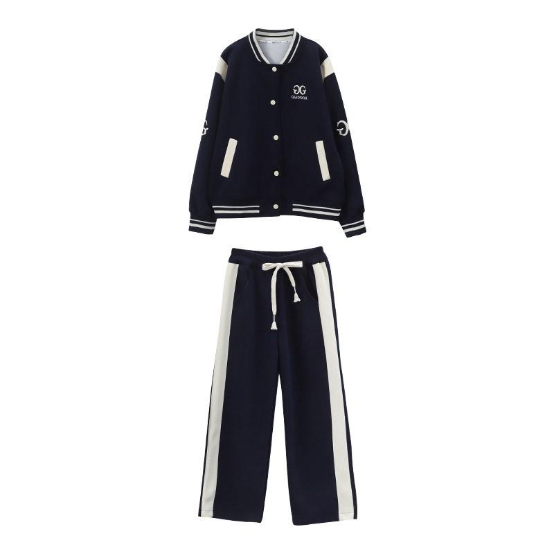 Girls 2-Piece Tracksuit Set Kids Sporty Style Letter Print Long Sleeve Pants