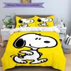 Snoopy'S Yellow Adventure Print 3Pcs Bedding Setduvet Cover With 2 Bedropillowcase Home Birthday Gift