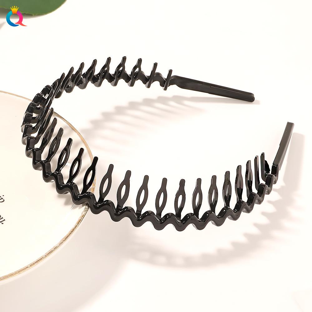 Нескользящая зубчатая повязка на голову с нажимом на волосы, челка, сломанная повязка на голову, простая черная коричневая повязка на голову для женщин