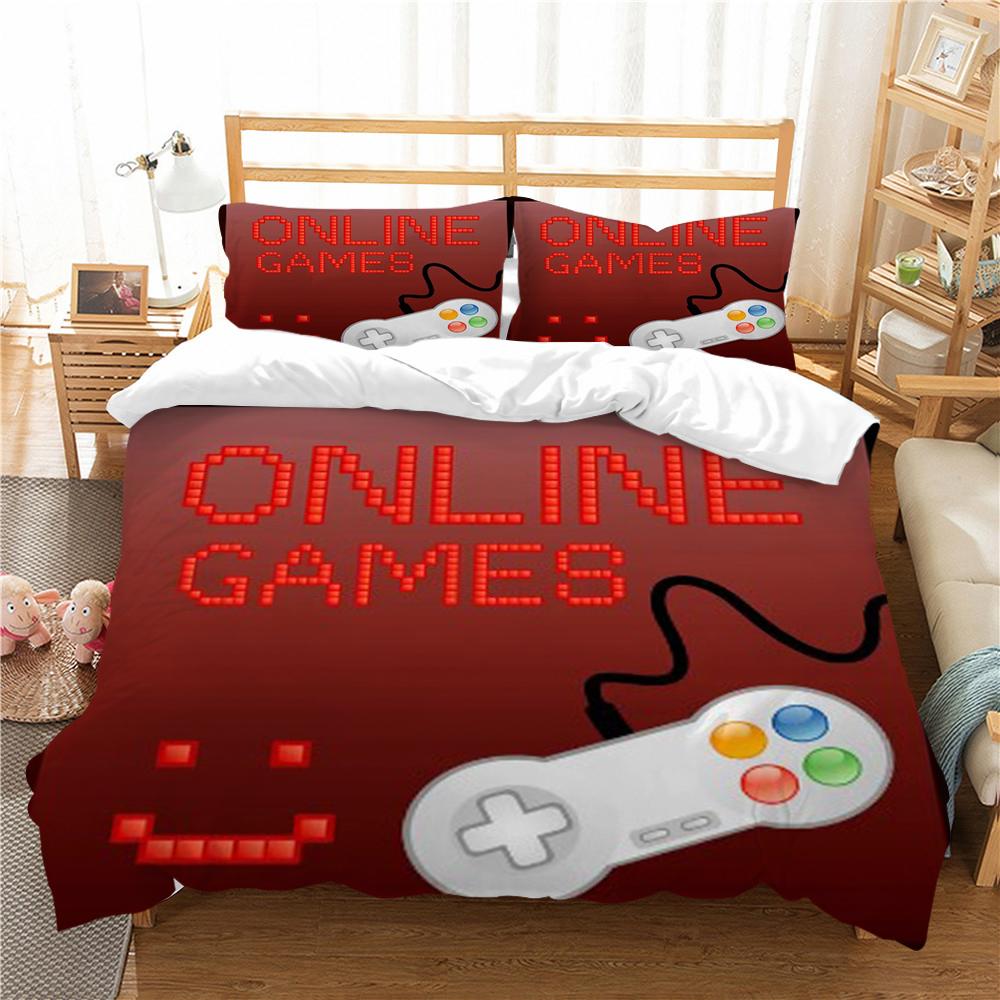 Fashion 3D Gamepad Bedding Suit Quilt Cover Bed Set Home Bedroom Bed Decor Microfiber Soft Pillowcase Kids Gift