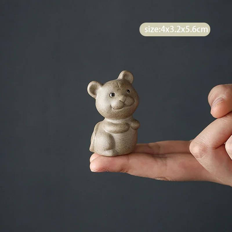 1Pc Chinese Zodiac Pottery Small Tea Pet Handmade Sculpture Crafts Animal Statue Ornaments Tea Figurine Decoration Tea Set Decor
