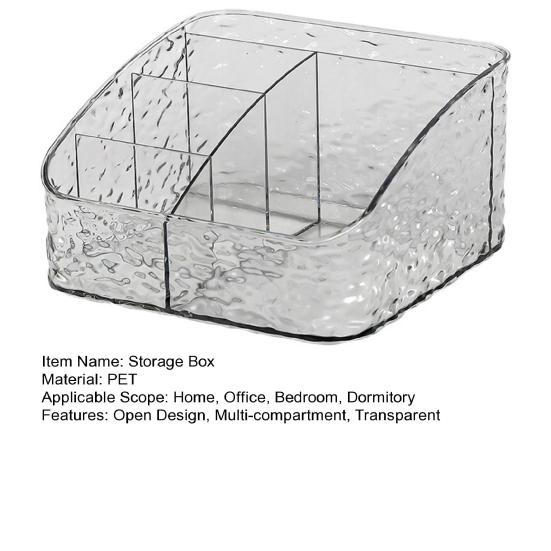 Прозрачный ящик для хранения косметики Косметический органайзер с волнистой текстурой воды Открытый дизайн Легкий доступ Разделенный ящик для хранения для домашнего офиса Спальня Общежитие