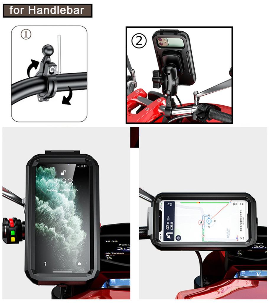 Motorcycle Phone Mount Holder Waterproof Cellphone Case Stand Support 5.5"-6.8