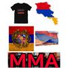 Armenia MMA Kick Boxing UFC Muay Thai T-Shirt Country National Flag Eagle Lion Retro Vintage Symbol Emblem Print Men Women Short Sleeve Round Neck