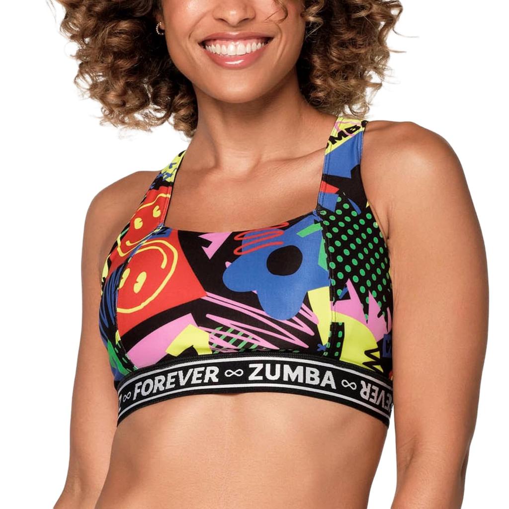 Zumba Wear Sports Dance and Print Size Black Bra, Fitness, Pattern, Z1T000398, M,