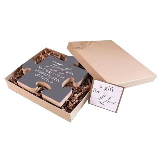 Wooden Puzzle Decoration Desktop Puzzle Shaped Ornament Keepsake Farewell Appreciation Gift for Colleagues Friends