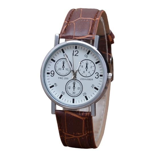 Мужские кварцевые часы с круглым стеклянным циферблатом, четкий принт, разборчивый, высокая точность, регулируемый ремешок из искусственной кожи, декоративные мужские наручные часы, бизнес-подарок