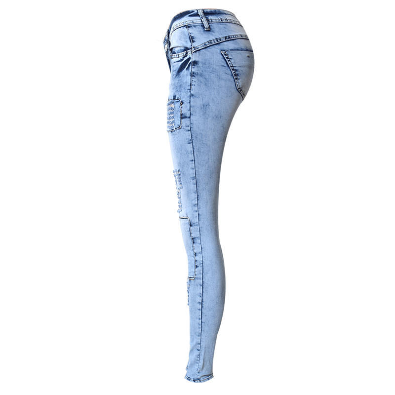 Cotton Denim Size Ripped Jeans High Waist Woman YG Hole Plus Fashion Skinny