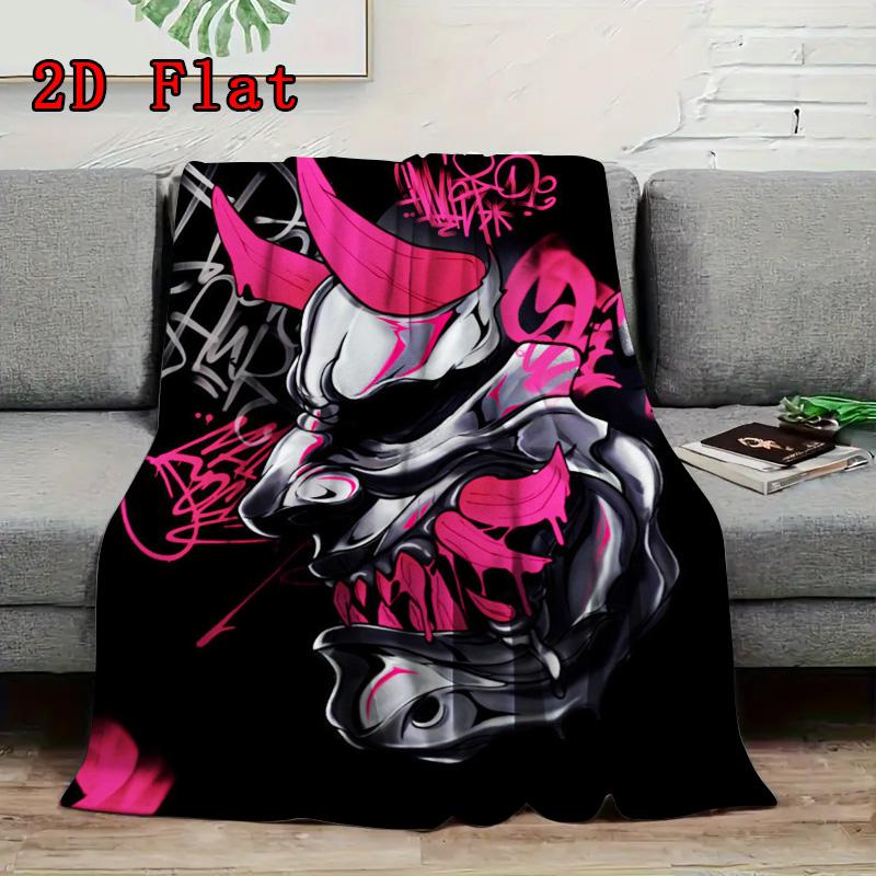 Creepy Monster Mask 2D Flat Pattern Flannel Blanket High quality All Seasons Warmth and Comfort Perfect for Christmas Gifts.MMT0918554