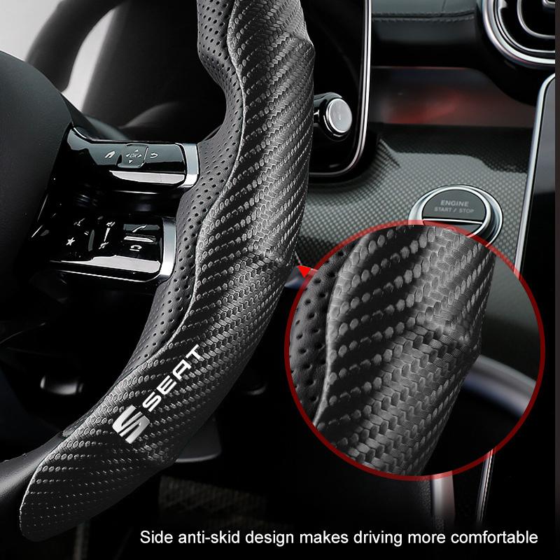 Универсальная нескользящая накладка на руль из углеволокна для Seat Alhambra MK3 Leon FR Altea Ibiza Toledo Cordoba Arona Ateca
