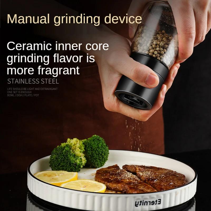 1 шт. Премиум ручная мельница для соли с прозрачным стеклянным корпусом, мельница для перца, регулируемый помол специй, кухонные принадлежности для дома
