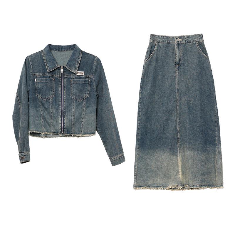 Trendy 2025 Spring Denim Jacket & Skirt Set - LU8928